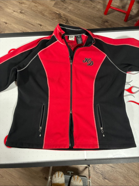 Harley-Davidson Jackets & Blazers - Harley-Davidson Women's Red and Black Zip Fleece Jacket